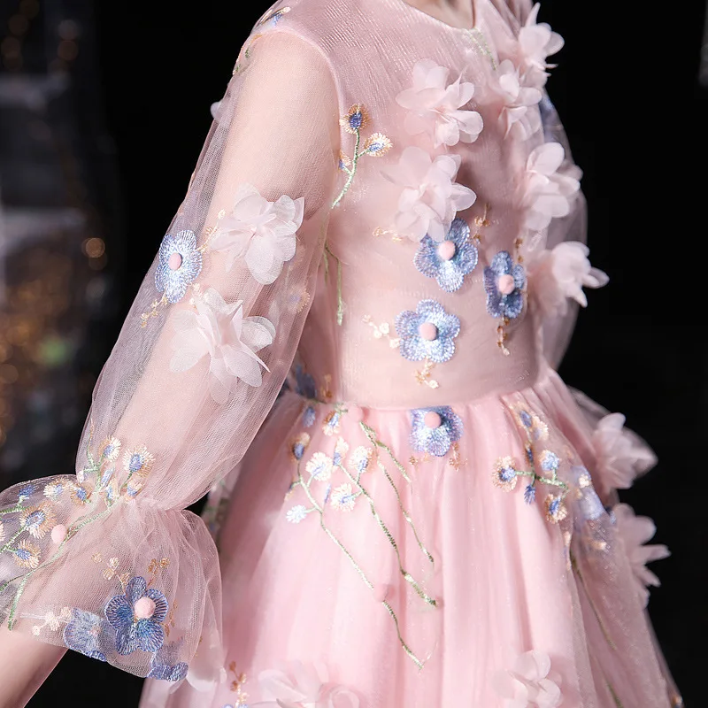 

Новинка 2025, пышное тюлевое платье принцессы для девочек на день рождения, элегантное свадебное платье для выступлений на фортепиано, детское торжественное платье D