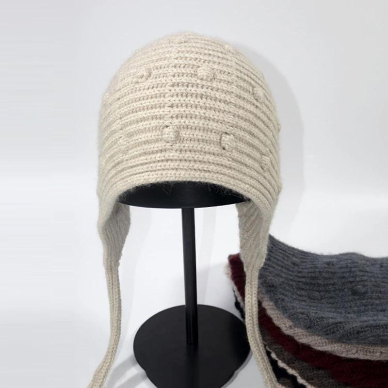 

Hat Earflap Women Winter Wool Knit Beanie Warm Accessory For Cold Weather Autumn Outdoor Skiing Sports Climb