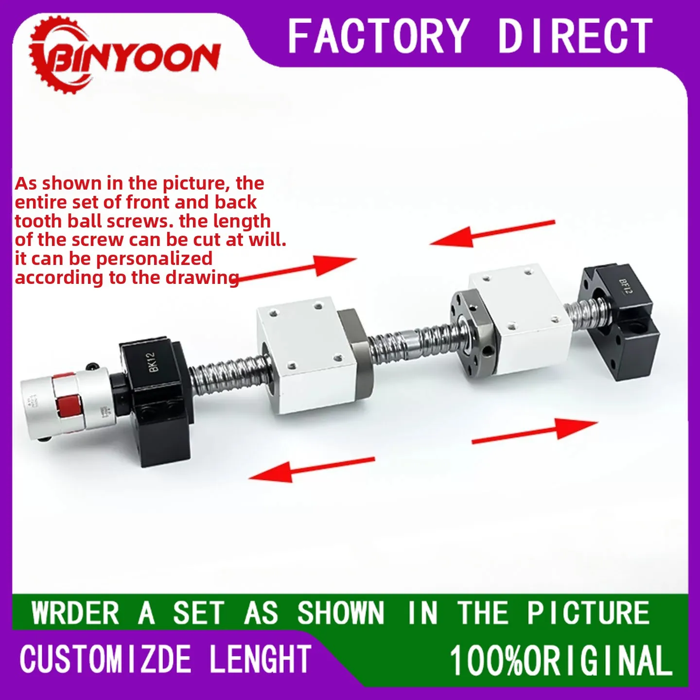 Left and right rotation two-way screw module 12 16 20 25 32 40 50 positive and negative teeth ball screw sliding table set