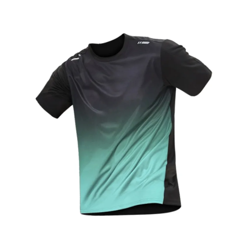 Men's sportswear, ice silk short sleeves and shorts running clothes, men's table tennis and badminton wear gradient T-shirt - view 3