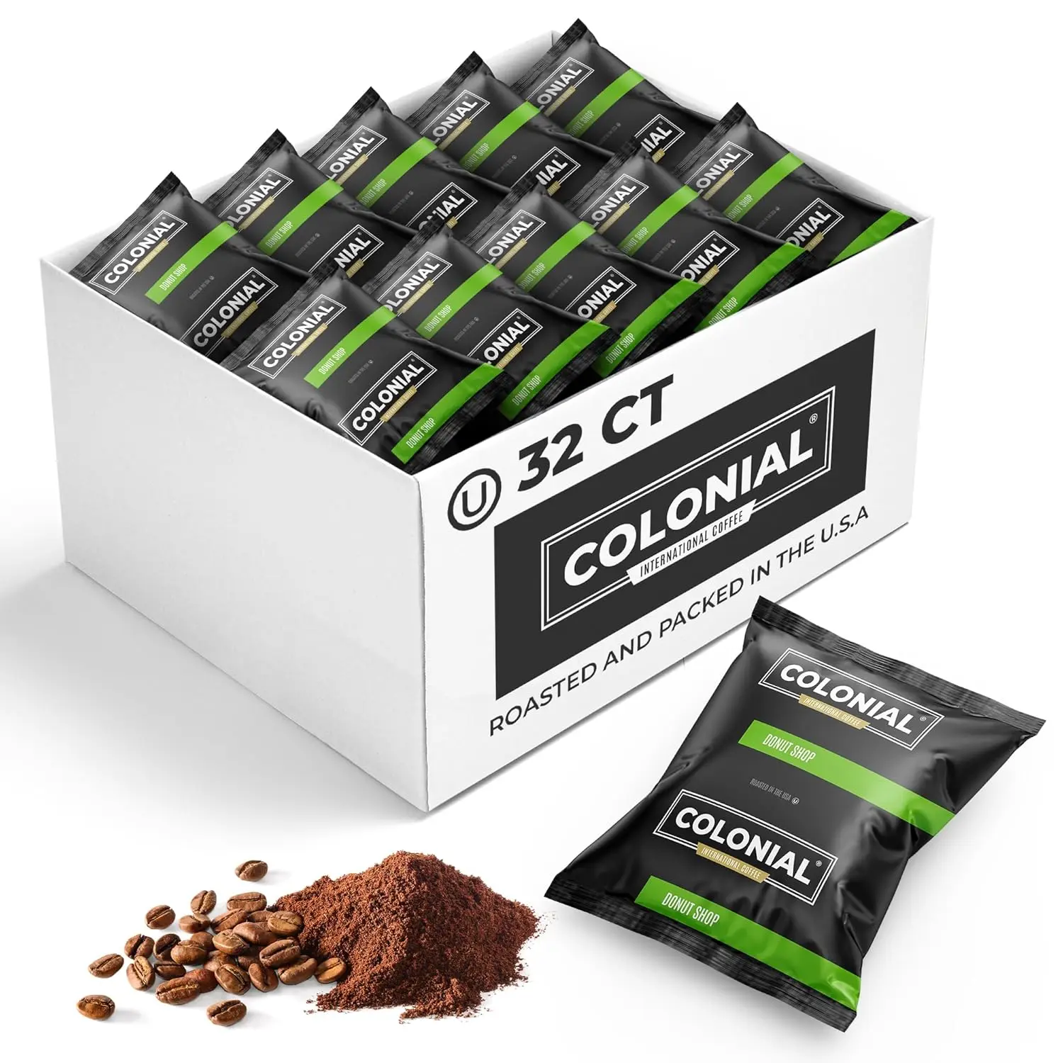 

Colonial Coffee Packets, Pre Ground Coffee Packs, Donut Shop Blend, Medium Roast, Bulk Single Pot Bags For Drip Coffee Makers,
