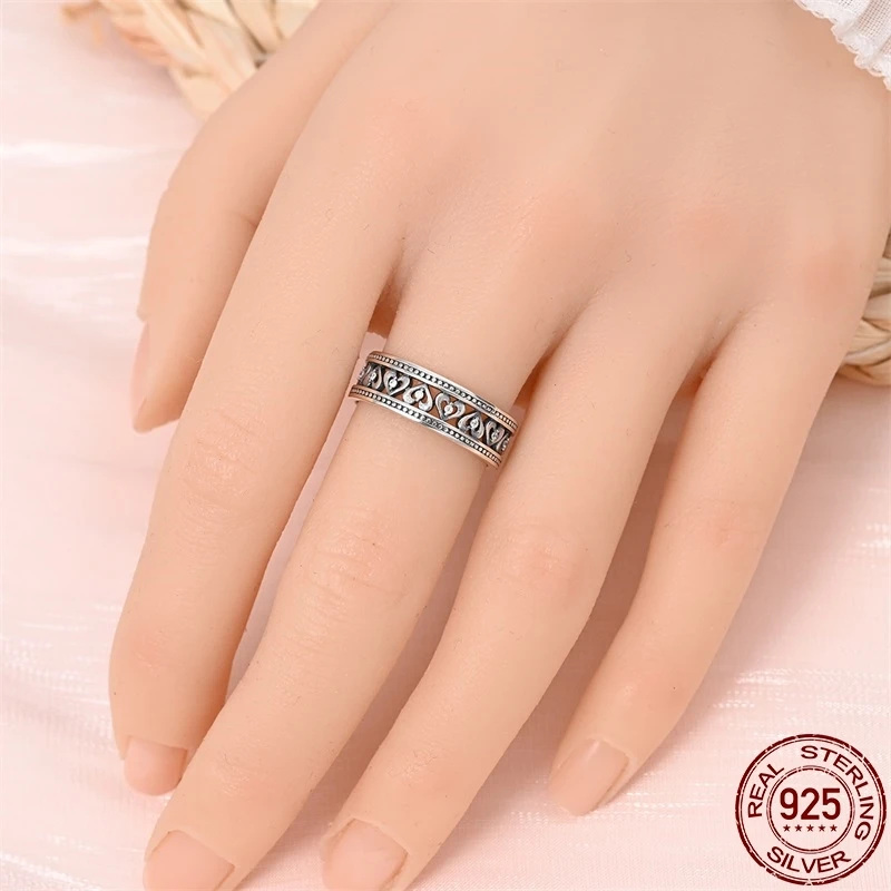 خواتم S925 من الفضة الإسترليني للنساء ، خاتم على الطراز الكلاسيكي ، صناعة المجوهرات ، تصميم بسيط ، الاتجاه ، ساخن ، من من من الفضة الإسترلينية #3