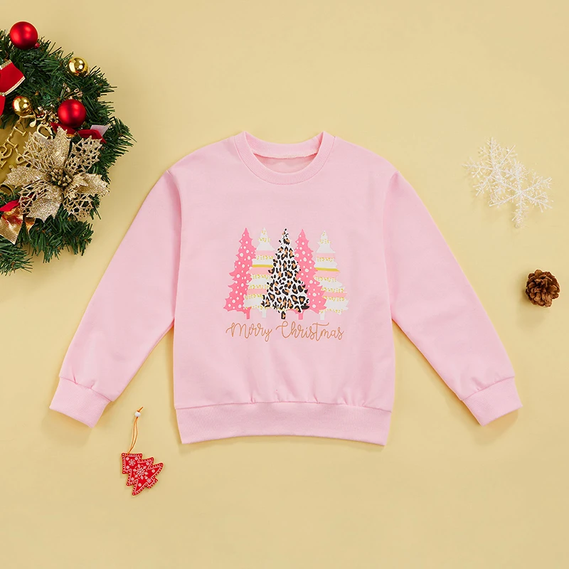 

Baby Girls Christmas Sweaters Festive Reindeer Print Crew Neck Pullovers with Long Sleeves for Winter