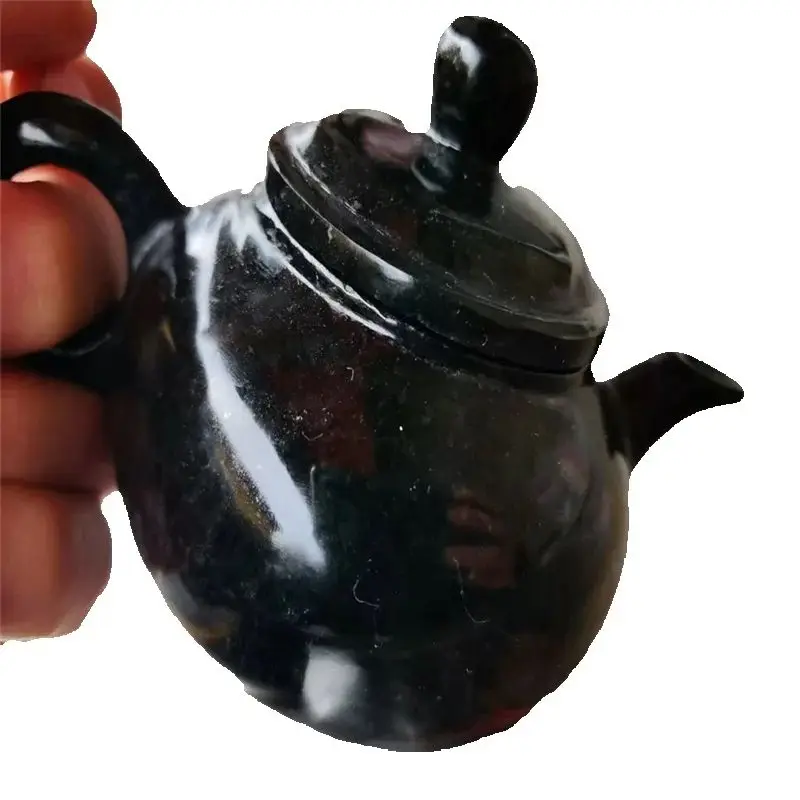 Hand-Carved Chinese Kung Fu Tea Glass 100% Natural Jade round Pot Wine Glass Can Use Teapot for Brewing Tea And Wine