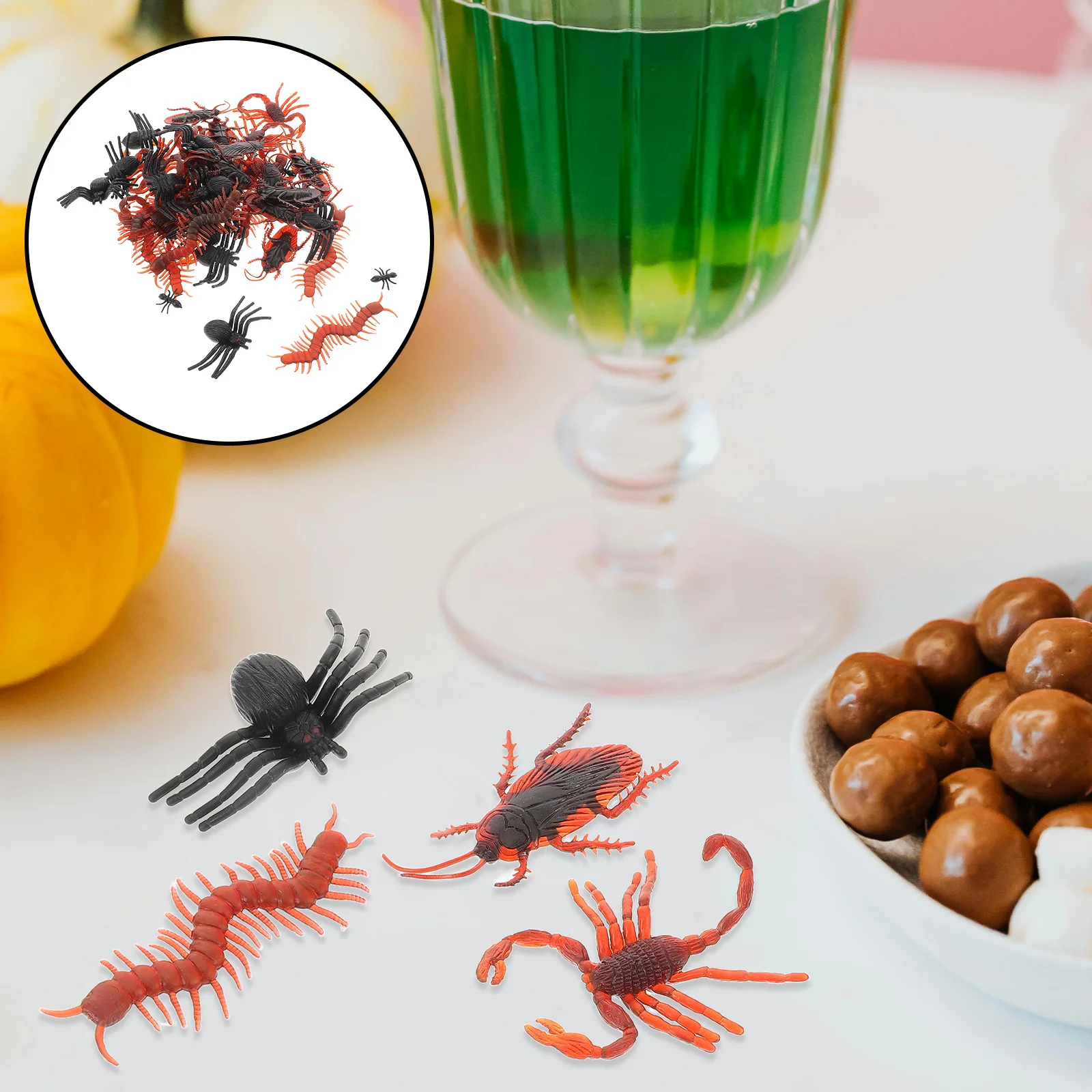 

50Pcs Plastic Fake Insects Realistic Bugs for Halloween Party Favors Unique Molded Textures Long Lasting Use Gecko Toy