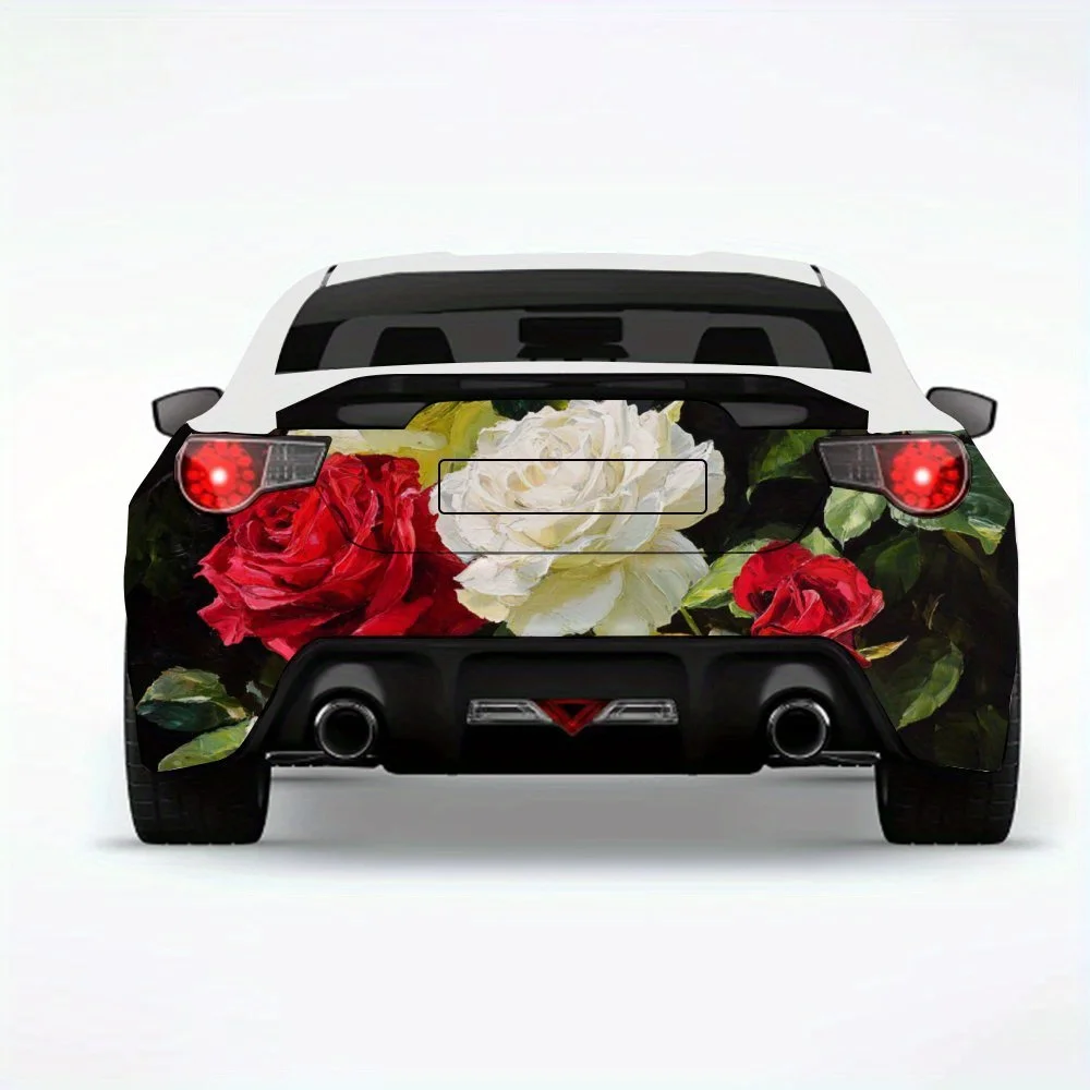 

Rose Painting Car Sticker-Vinyl Decal for Car Rear, Waterproof Self-Adhesive Vinyl Stickers for Vehicle Tail & Bumper, Decoratio