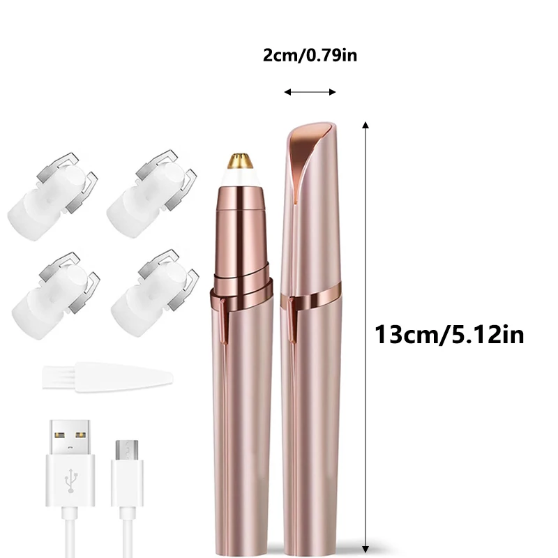 휴대용 충전식 전기 - 눈썹 및 비키니 트리머 - 4개의 블레이드 포함, 눈썹, 겨드랑이, 팔, 다리에 적합