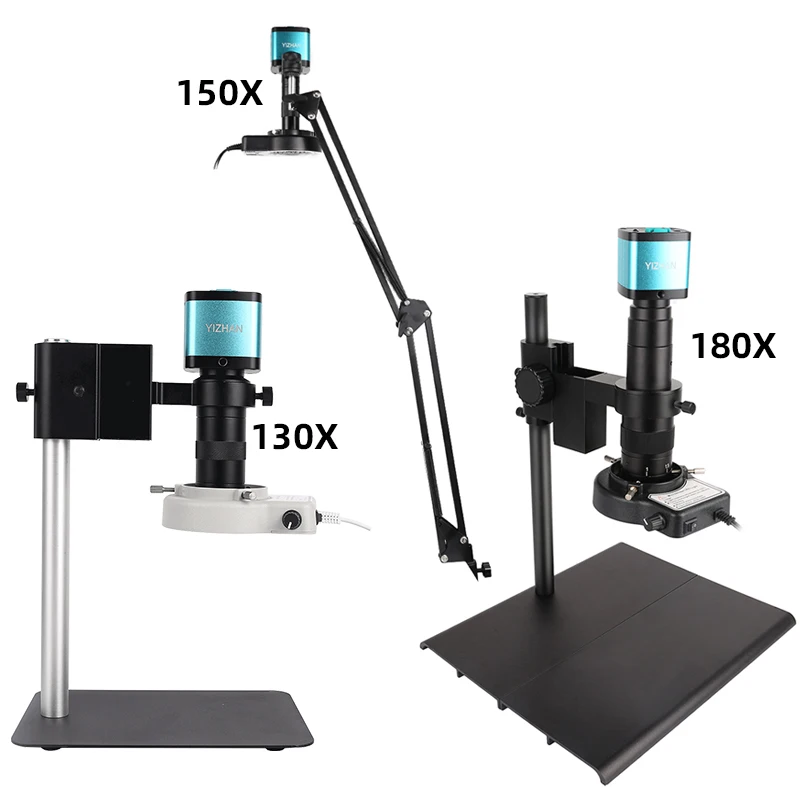 1080P 4K USB HDMI Digital Video Microscope Camera 130X 150X 180X C-Mount 56LED Microscope Set For Phone Soldering PCB Repair