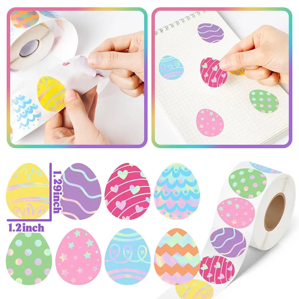 

500PCS Cartoon Rabbit Easter Seal Sticker Multiolor Waterproof Cartoon Bunny Decals Envelope Sealing Self-adhesive