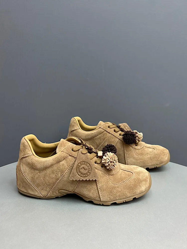 عارضة أزياء المرأة شرابة الجلد المدبوغ حقيقية أحذية من الجلد الدانتيل يصل أحذية التزلج مريحة سيدة الارتفاع زيادة أحذية رياضية مضخات #4