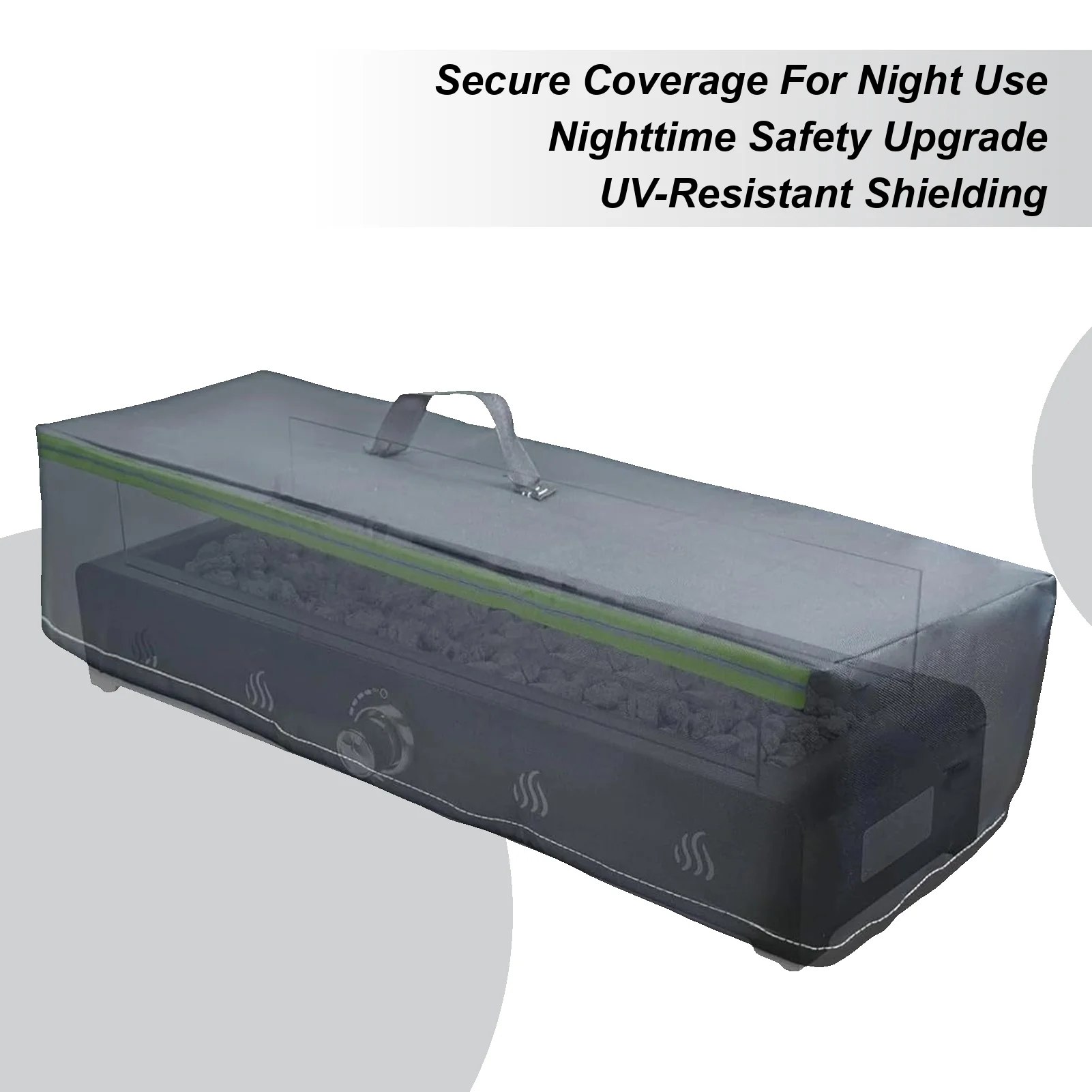 Outdoor Fire Pit Cover High Visibility Protector With Glowing Strips Fire Table Cover Rectangle For Garden Backyard Farm Pathway