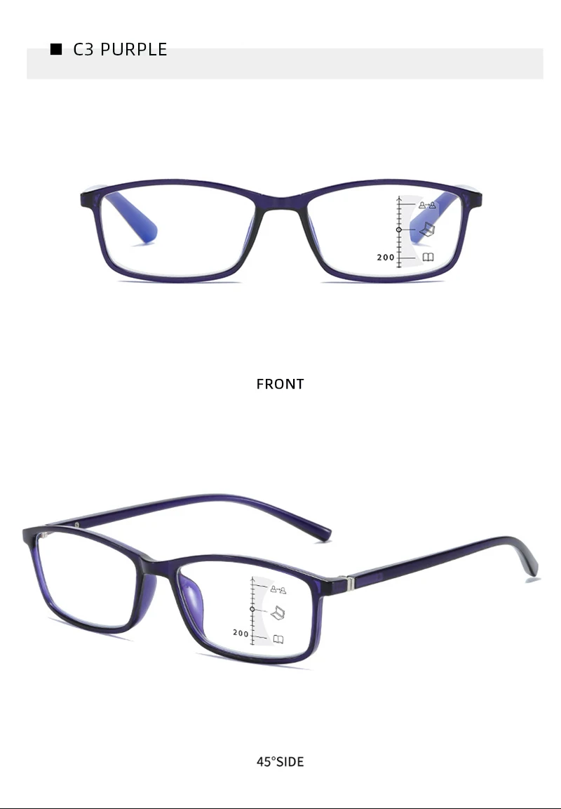 Ultraleichte, kleine Rahmen-Retro-Progressive-Multifokal-Lesebrille, blaues Licht blockiert Nah-Fernsicht-Anti-Augen-Brille – Detail 15