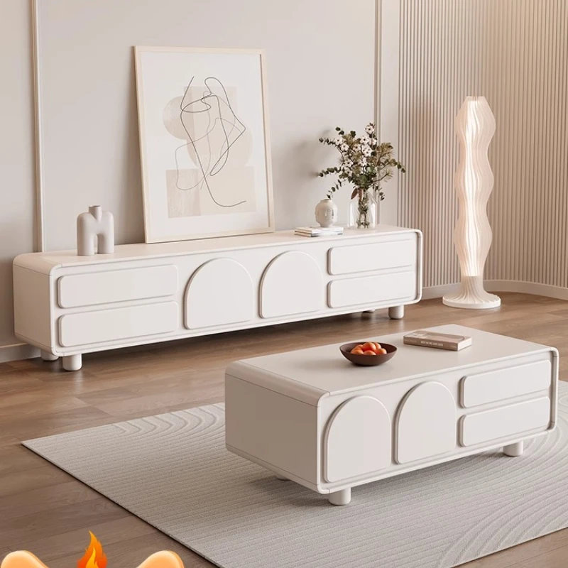 

Маленькая квартира, черный шкаф для телевизора, мебель для хранения, французский закругленный белый напольный камин в кремовом стиле, дизайн со светодиодной подсветкой