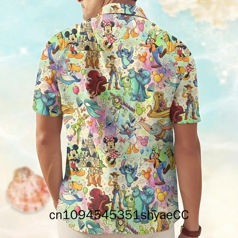 Disney Friends Button Shirt, Magic Castle Hawaiian Shirt, Disneyland Trip Beach Shirt,, Disney Family 2025 Tee