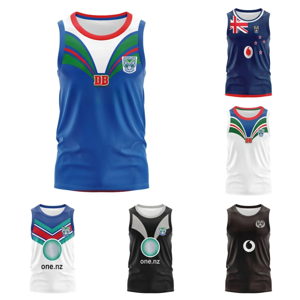 

VEST New Zealand Warriors training uniform olive jersey men's T-shirt retro versio