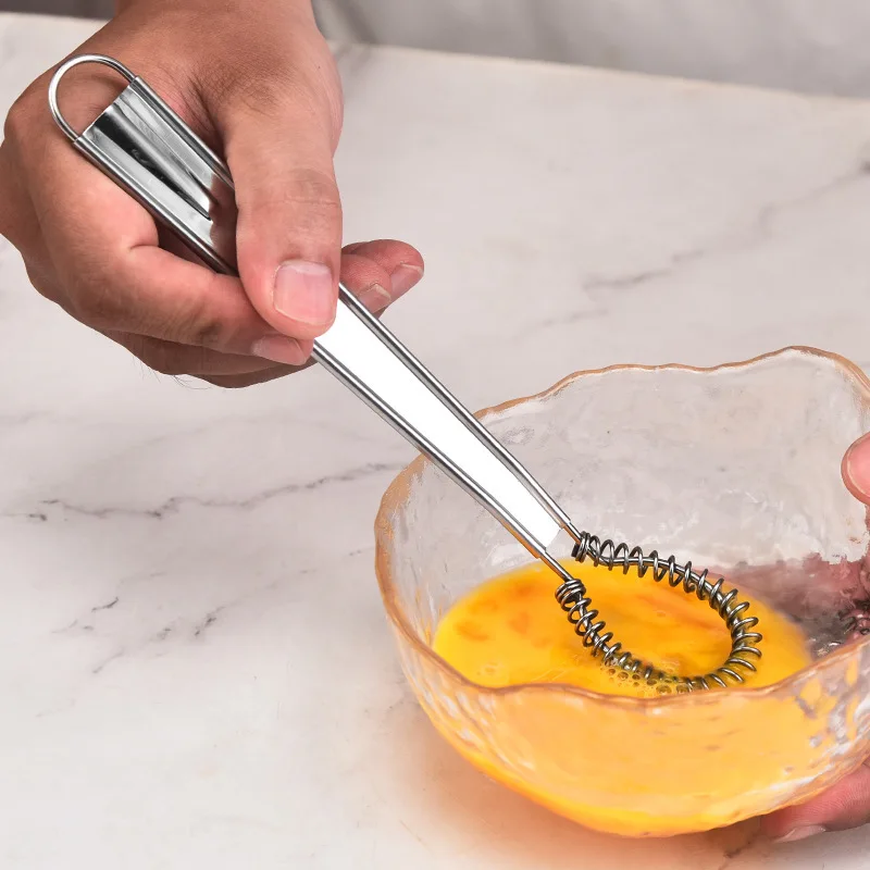 1pc Stainless Steel Manual Egg Beater Spring Coil Coffee Milk Hand Whisk Mixer Egg Foamer Egg Cream Stirring Kitchen Baking Tool