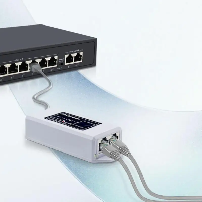 100/1000Mbps IEEE 802.3af/at PoE Repeater 2 Port Gigabit POE Extender For IP Camera/NVR/AP 100 Meters Range Extender