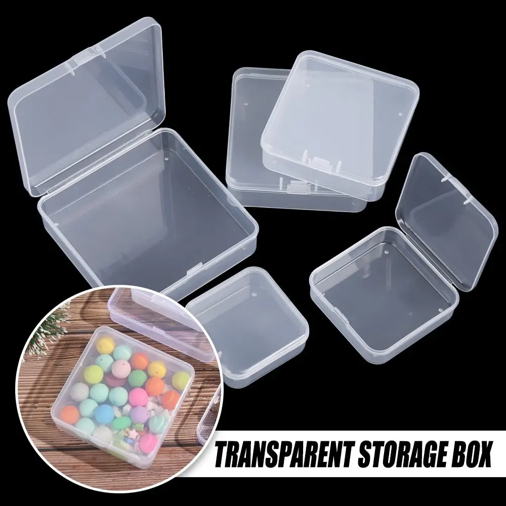 New Square Transparent Storage Box Transparent 5 Sizse Jewelry Beads Container Plastic Small Items Case Packing Boxes