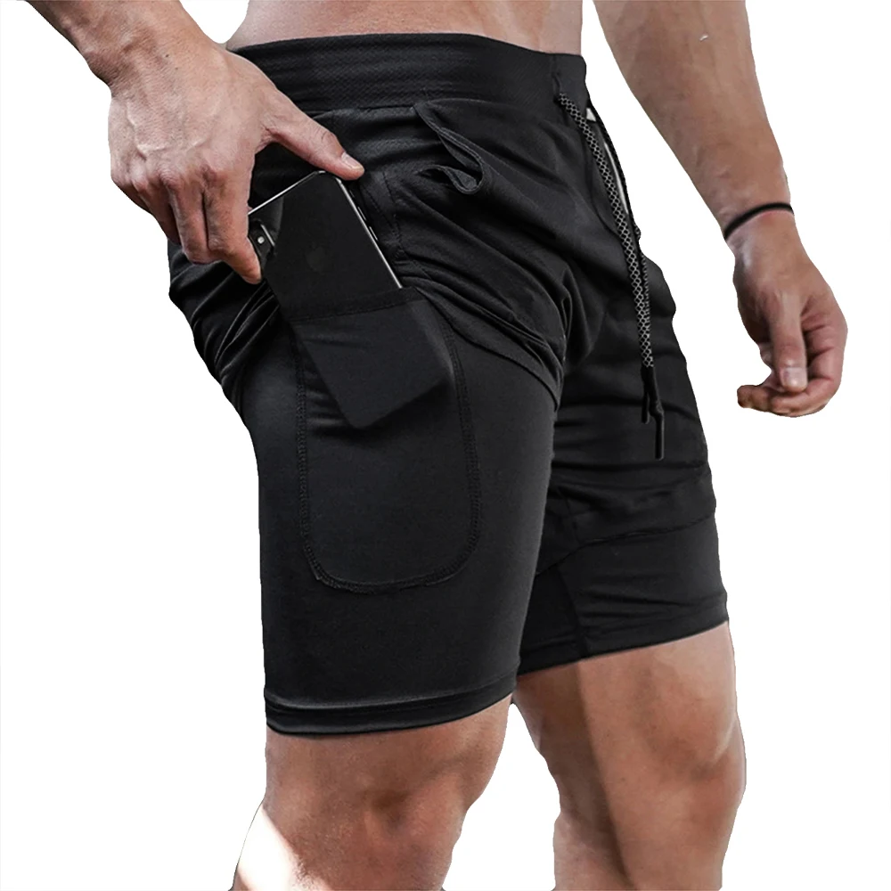 Mens 2 in 1 Running Shorts Summer Athletic Gym Workout Performance Shorts with Towel Loop Pockets Stretchy Quick Dry