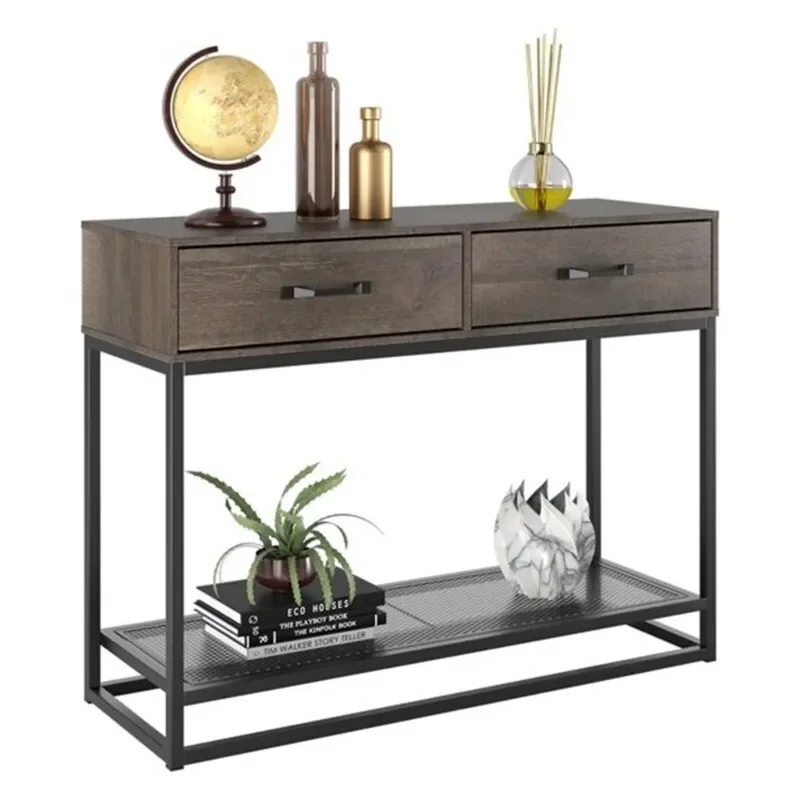 

Console Table with Drawers and Storage Shelf, Narrow Long Sofa Entryway Table for Living Room, Entryway, Hallway, Foyer