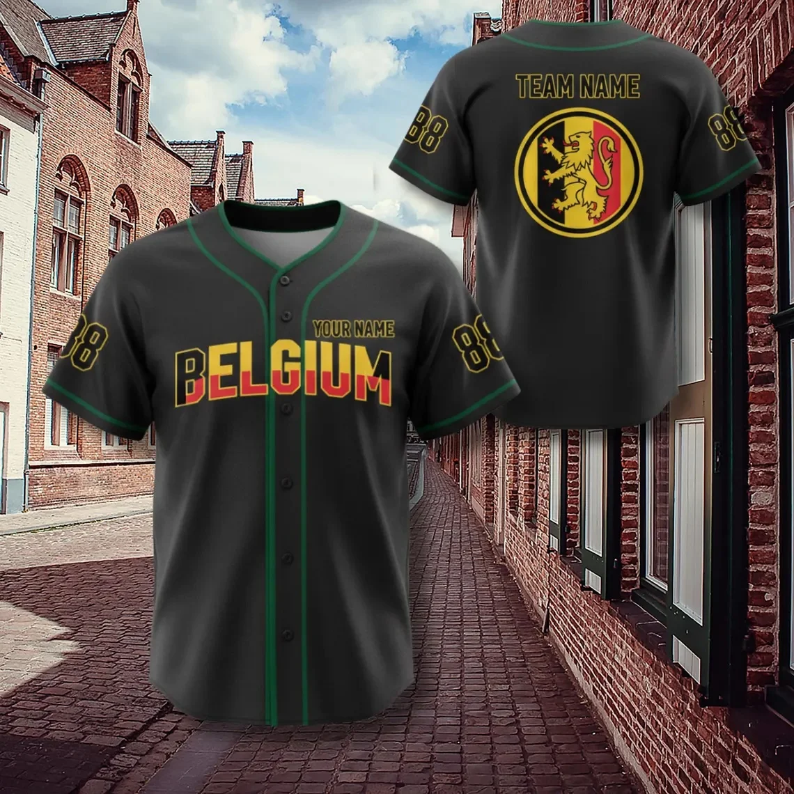 Custom Belgium Baseball Jersey with Name Number, Personalized Team Gift, Unisex Shirt Men For Women Fans