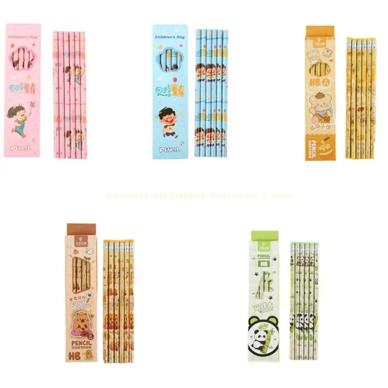 

6PCS Wooden Pencil Cartoon Children Pencils for Student Kid Sketching Drawing Back to School Supplies Stocking Fillers