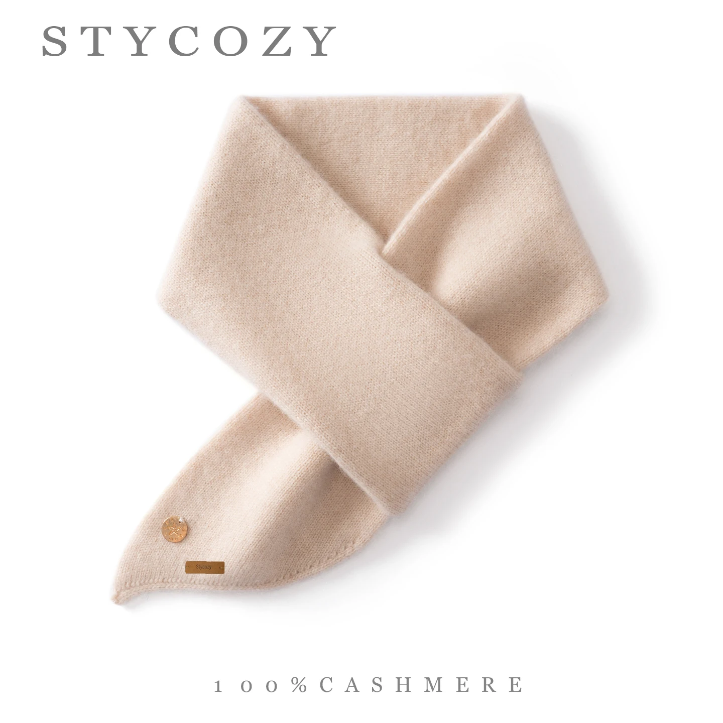 100% Pure Cashmere Triangle Neck Scarves Women Solid Color Knitted Cross Neck Warmers Winter Soft Warm Mini Pre-Tied Neck Guards