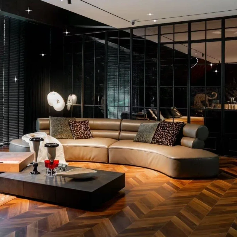 

Designer curved double cylindrical backrest minimalist replica living room sofa