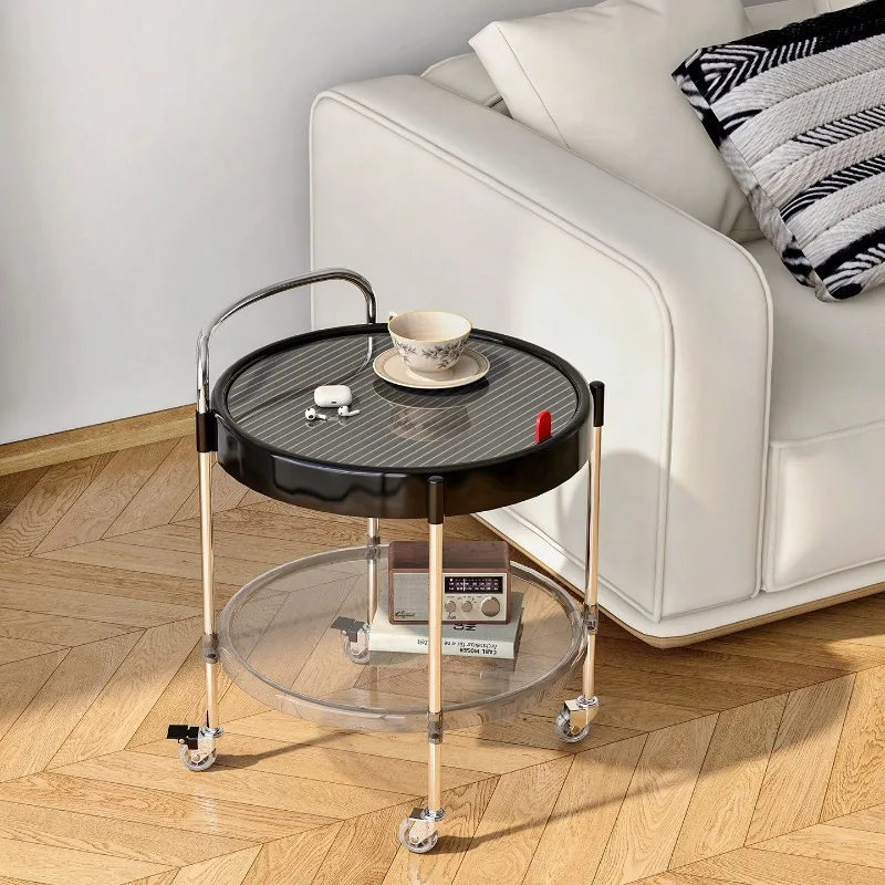 Mesa Auxiliar para Sofá, Mesa Lateral Extraíble, Mesas de Centro para Sala de Estar y Balcón, Mesa Auxiliar con Ruedas para Dormitorio, Mesa con Ruedas