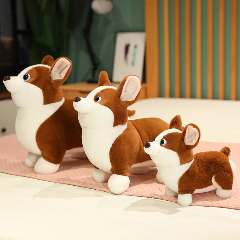 Adorbale Plush Corgi Dog Toy Stuffed Soft Animal Cartoon Pillow Kawaii Lifelike Puppy Doll Lovely Gifts for Children Girl