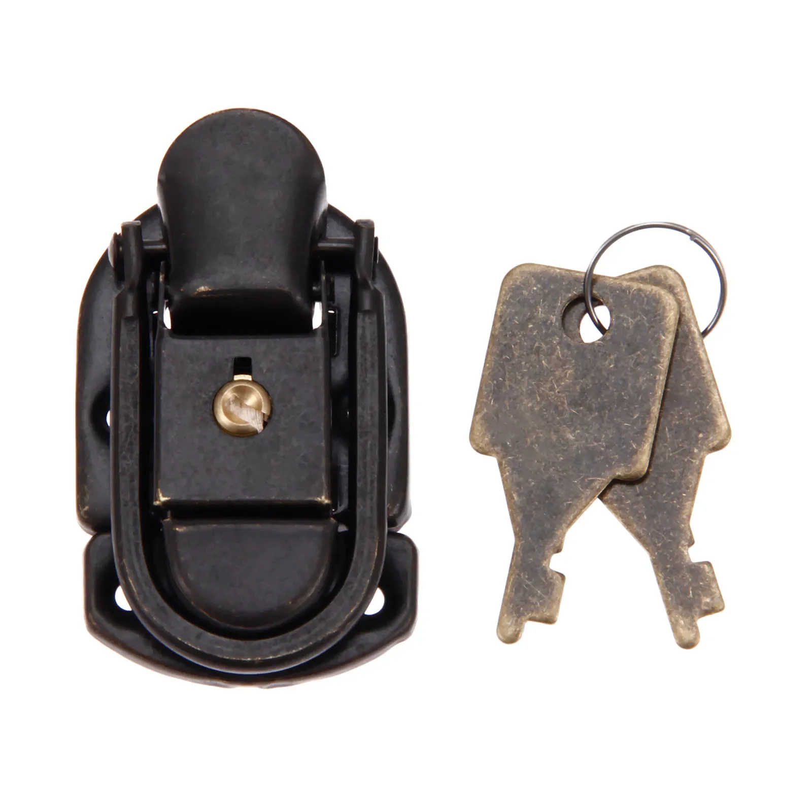 1pc Box Toggle Latch Lock+Key Antique Bronze Zinc Alloy Clasp Bag Buckle Vintage Wooden Jewelry Wine Gift Case Decor 58mm*34mm
