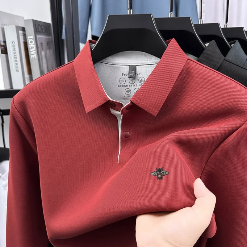 Luxus männer Marke Frühling Golf Polo-Shirt Revers Stickerei Übung Spurlose T-Shirt Mode Freizeit Business Männer Kleidung Tops