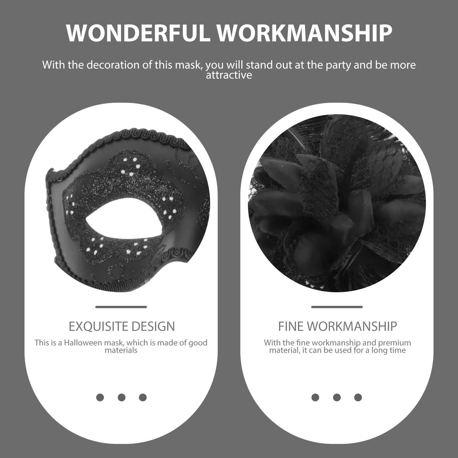 

Black Masquerade Mask Stick Party Decor Festival Performance Prop Costume Gift Premium Material Halloween Photo Props