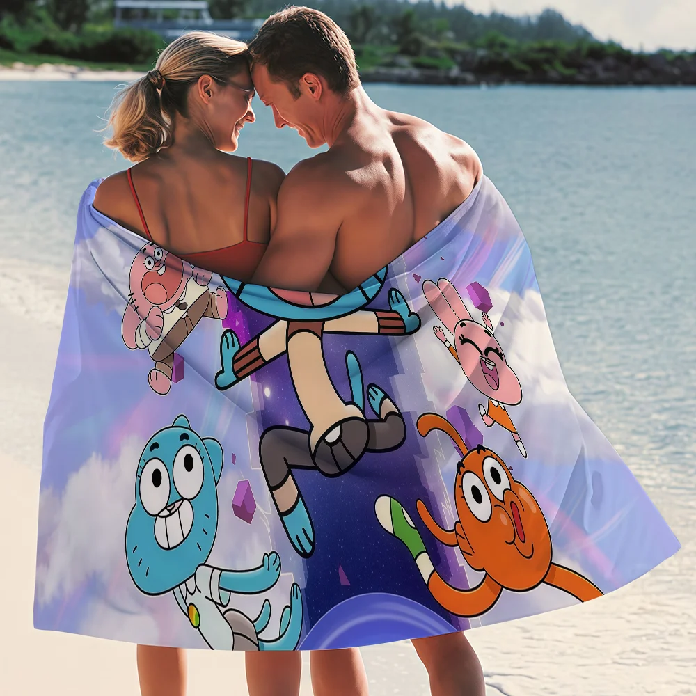 Cartoon W-World Of G-GumballS Towel Quick Drying Beach Towels Are Suitable For Swimming Pools Camping Yoga And The Gym