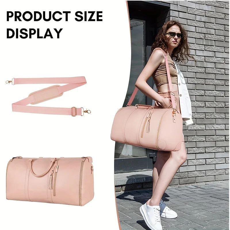 

2025 Fashion Large PU Folding Suit Storage Bag Women High Capacity Luggage Handbag Travel Sport Outdoor Multi Function Organizer