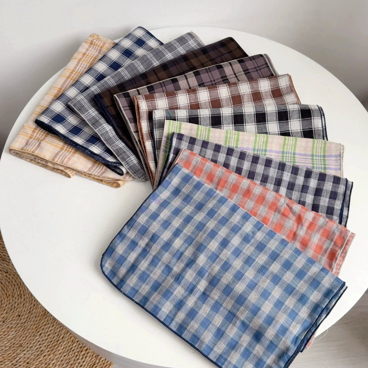 Retro British Style Cotton Plaid Scarf Double-sided Fashionable Preppy Scarves outdoor Sun Protection Scarf