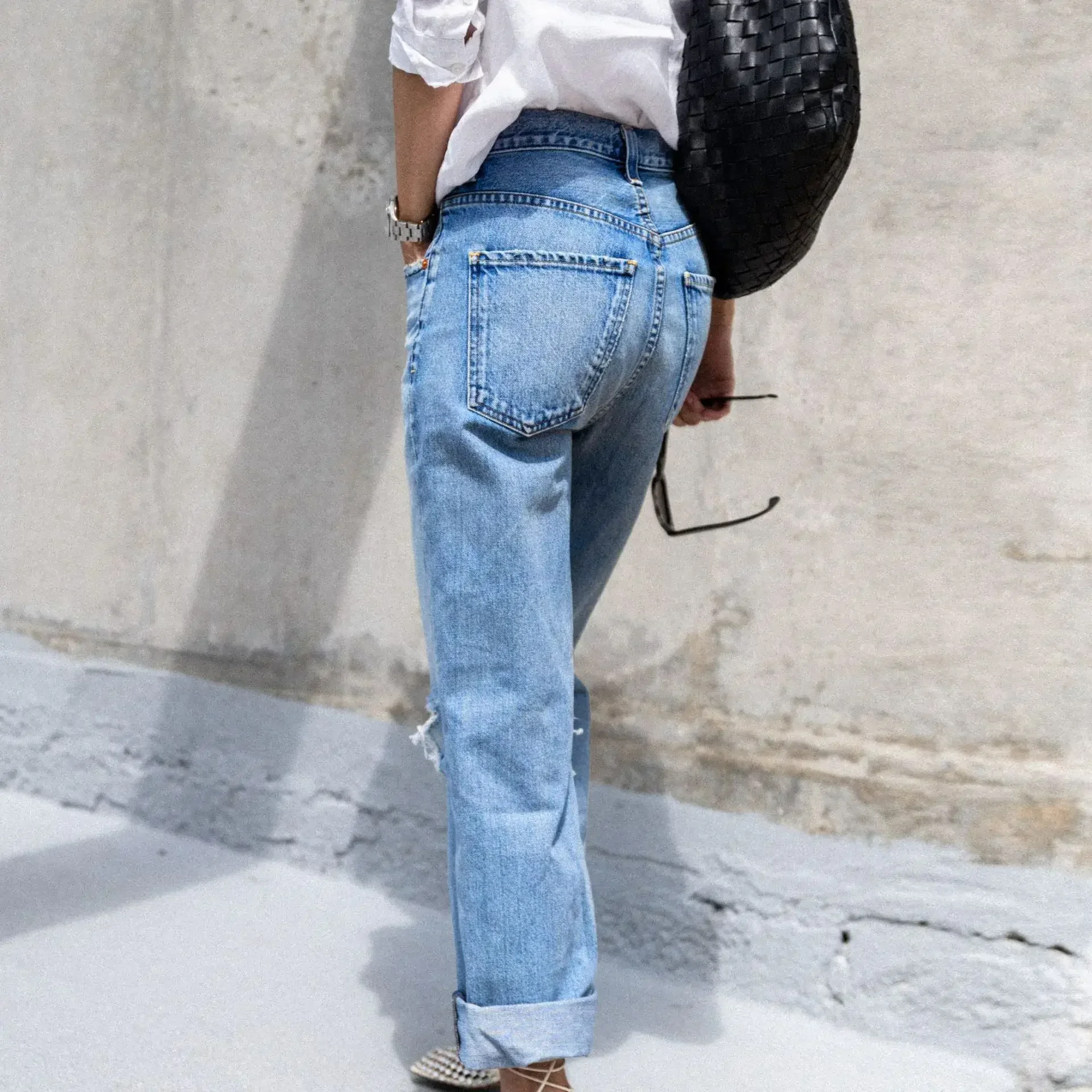 Frauen Jeans Denim Hosen Loch Gerade Hosen Lange Hose Casual Regelmäßige Einfache Taschen Elegante Splice Hohe Taille Herbst
