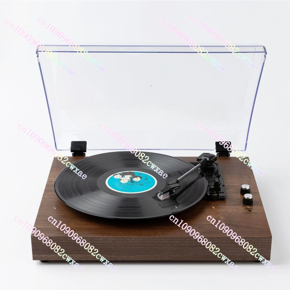 Record Player Retro Record Player Wooden Phonograph Built-in Double-Trumpet Speaker Desktop Acrylic Dust Cover