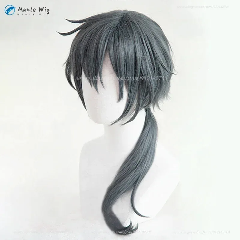 Es louco: b shiina niki peruca cosplay 60cm cinza escuro shiina niki anime perucas resistentes ao calor cabelo sintético + touca peruca