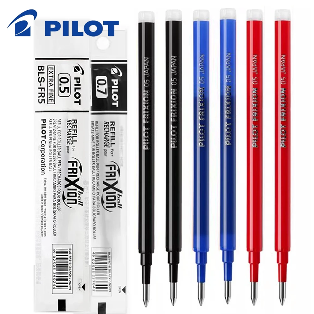 6Pcs Pilot Erasable Refill/Frixion Gel Pen Refill BLS-FR7 Roller Ball 0.7mm Bullet Rubbing Brush Replacing Core Cute Stationery