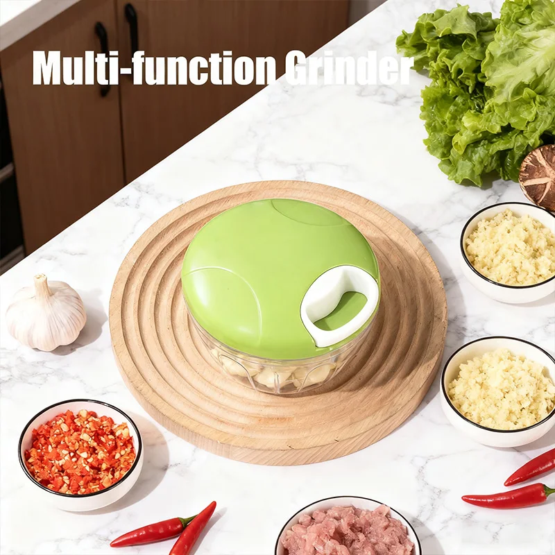 Easy Clean Manual Chopper, Green 500ml Pull String Grinder, Mince Garlic, Vegetables, Nuts in Seconds, Dishwasher Safe Container