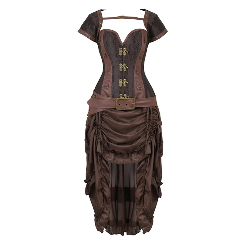 

Steampunk Corset Dress Women Skirt Set Bustier Top Sexy Plus Size Vintage Gothic Punk Burlesque Pirate Costume