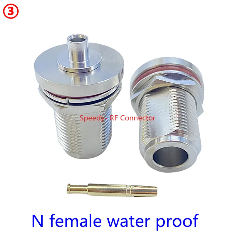 1PCS L16 N Type Male Female Connector L16 N Male Female Right Angle 4-Hole Panel Mount Solder for Semi Rigid.141\