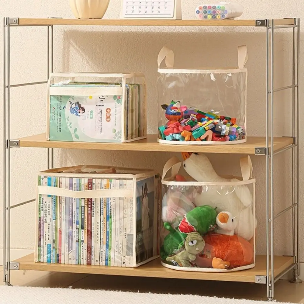 New PVC Doll Storage Basket with Handle Large-capacity Organizer Transparent Space Saving Storage Bucket Children's Toys