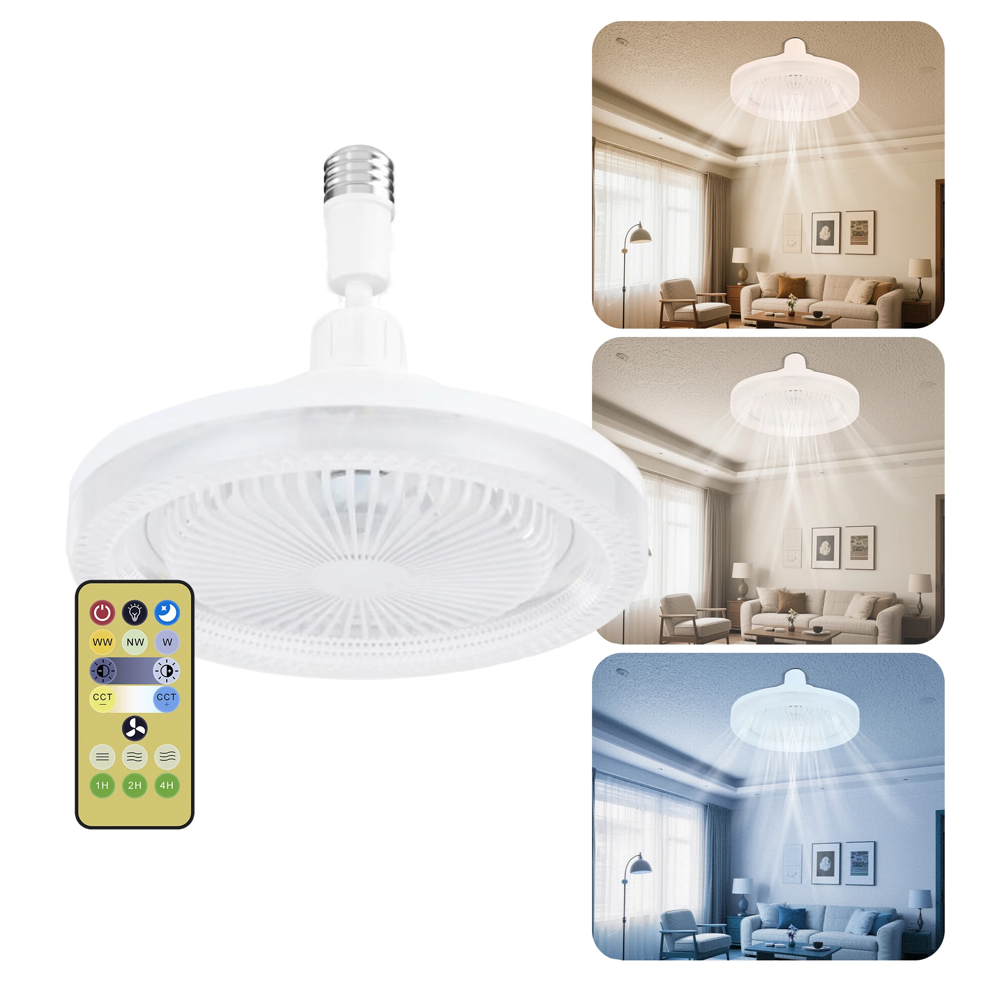 

10 inch remote control ceiling fan light 2700K-6500K stepless color temperature, timed, dimmable night light, easy to install