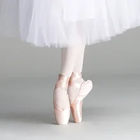 Zapatos de punta de Ballet de bailarina para niñas, zapatos de Ballet de lona satinada rosa y rojo para bailar