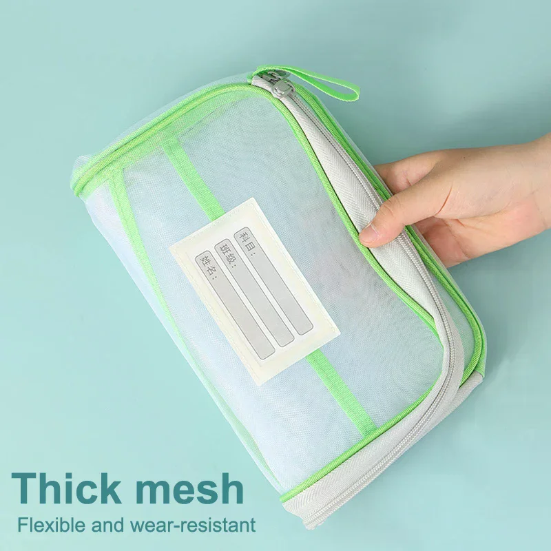 

A4 Stationery Storage Bag Double-layer Mesh Zipper Bag Large Capacity Organizer Folders School Office Supplies Stationary Bag