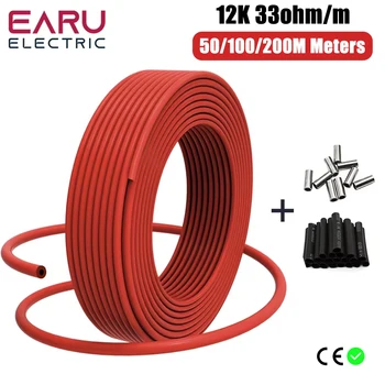 Cable de suelo cálido infrarrojo de 5-100 metros, bobina de Cable de calefacción de carbono eléctrica de 12K, 33ohm/m, alambre de fibra de 3,0mm, engrosamiento de línea directa de suelo