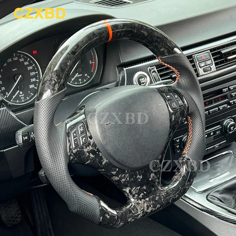 Fit For BMW E90 E92 E93 320D 330D 330i 335i 2005-2011 Real Carbon Fiber Steering Wheel M3 M5 High Quality Sport Wheel Customized