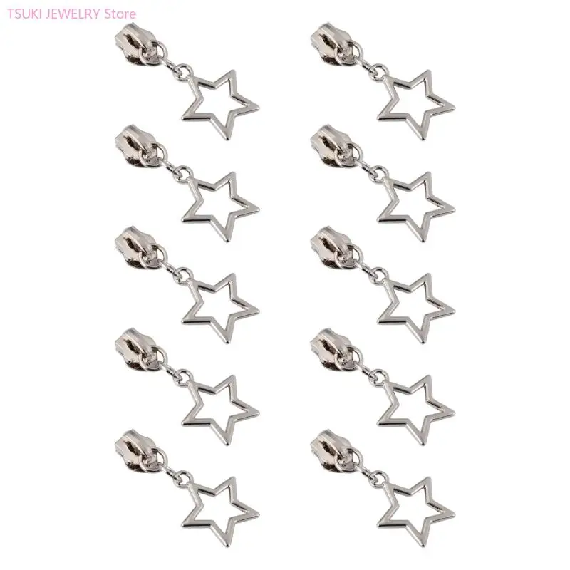 62KE Metal Zipper Pull Slider Head for Nylon Coil Zippers Charm Replacement for Bag